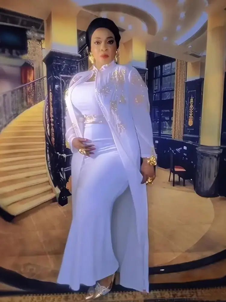 Women's Rhinestone African Suit Dress – Long Elegant Gown - Free Delivery Worldwide only at Flexi Africa