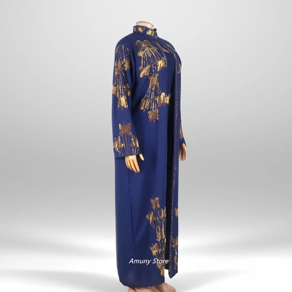Women's Rhinestone African Suit Dress – Long Elegant Gown - Free Delivery Worldwide only at Flexi Africa