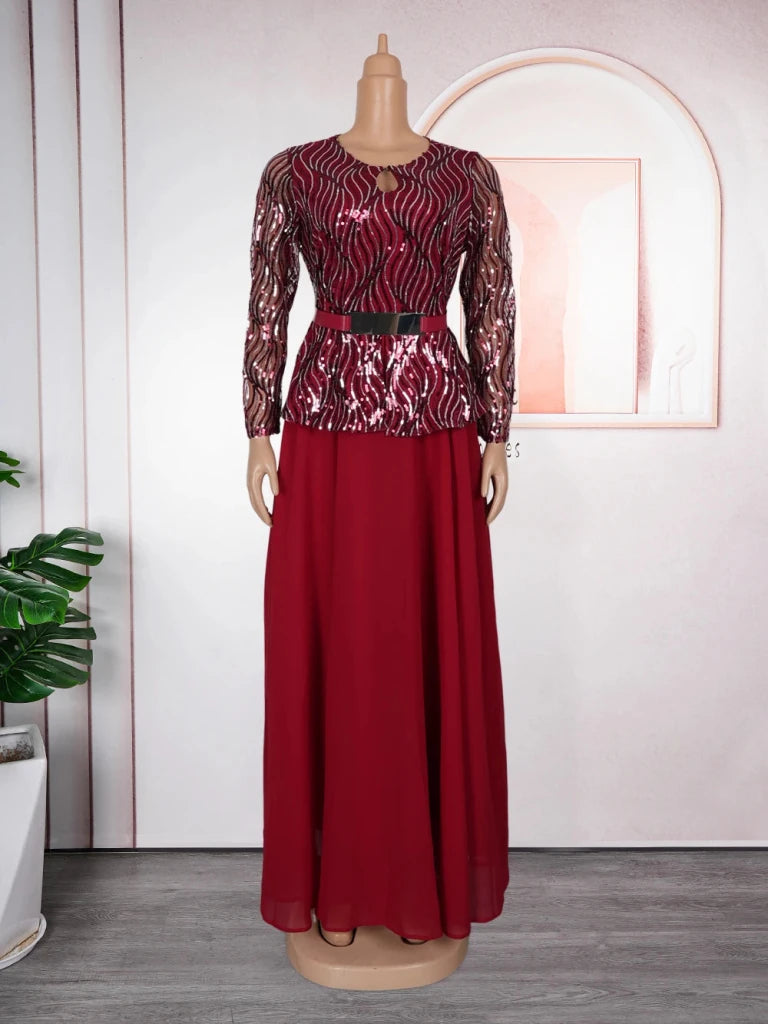 Women's Sequin-Detail African Occasion Gown - Free Delivery Worldwide only at Flexi Africa