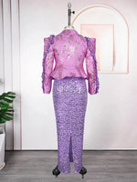 Women's Sequin Vest Dress & Long Sleeve Coat Set – 2-Piece African Party Outfit - Free Delivery Worldwide only at Flexi Africa