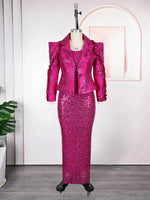 Women's Sequin Vest Dress & Long Sleeve Coat Set – 2-Piece African Party Outfit - Free Delivery Worldwide only at Flexi Africa
