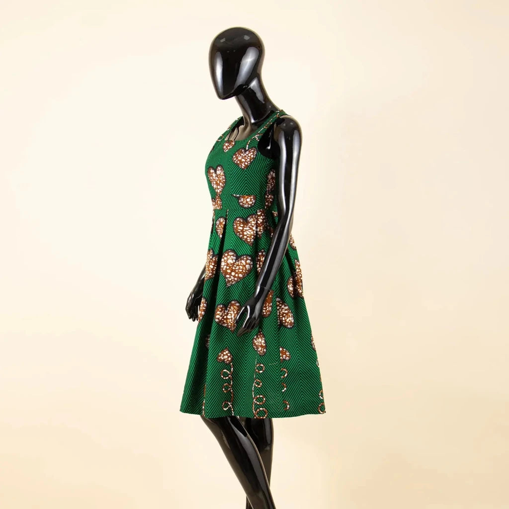 Women's Sleeveless African Print Cotton Midi Dress – product view 3