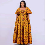 Women’s Straight Dress – Tailored Casual Short Sleeve Ankle - Length African Print Dress - Free Delivery Worldwide only at Flexi Africa