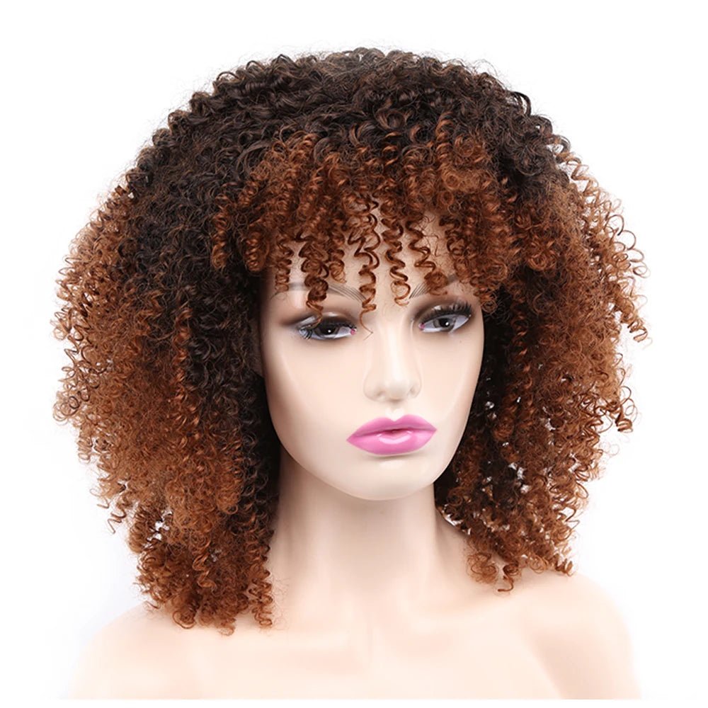 Women's Synthetic Hair for Girls Afro Kinky Curly Wigs With Bangs - Flexi Africa - Free Delivery Worldwide only at www.flexiafrica.com