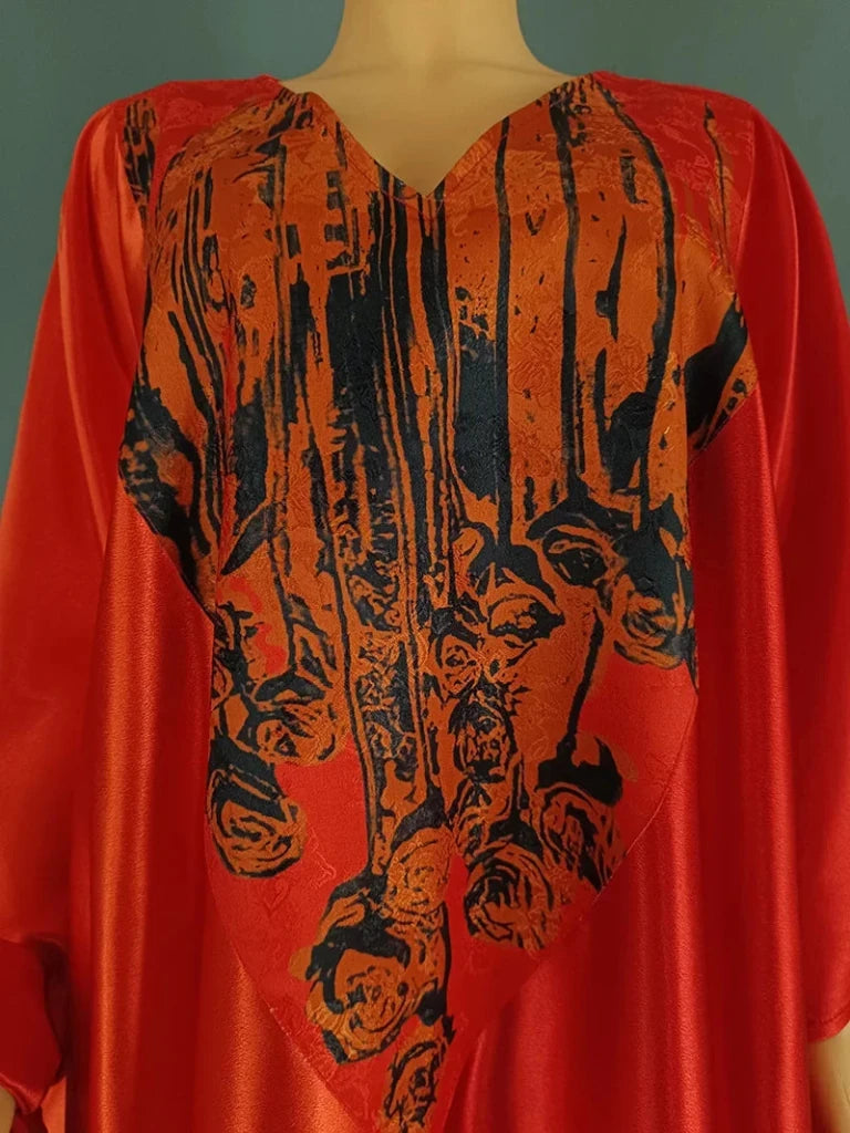 Women's V-Neck Boubou-Style Maxi Kaftan - Free Delivery Worldwide only at Flexi Africa