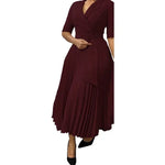 Women's V-Neck Pleated African-Style Dress - Free Delivery Worldwide only at Flexi Africa