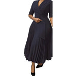Women's V-Neck Pleated African-Style Dress - Free Delivery Worldwide only at Flexi Africa