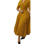 Women's V-Neck Pleated African-Style Dress - Free Delivery Worldwide only at Flexi Africa