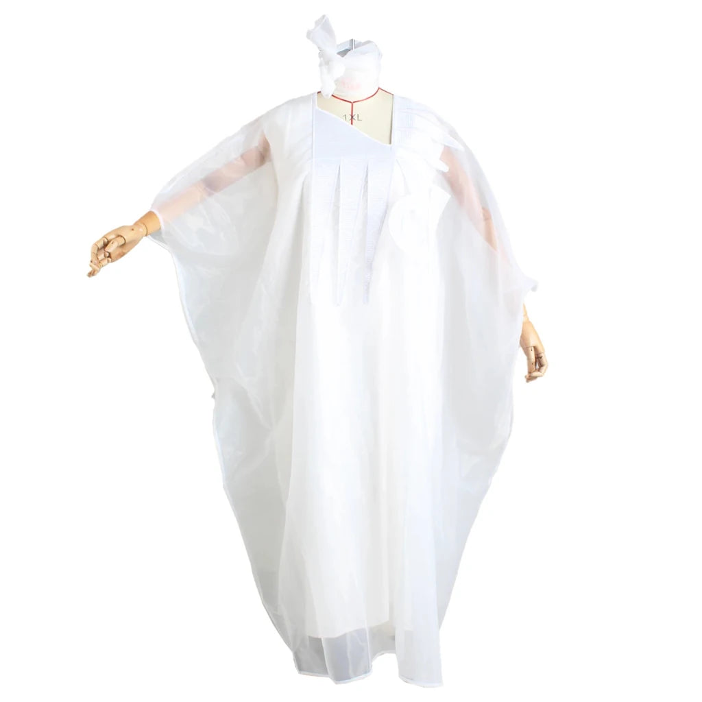 Women's White Embroidered Abaya-Style Occasion Dress - Free Delivery Worldwide only at Flexi Africa