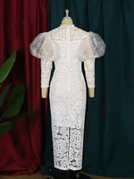Women's White Three-Quarter Sleeve Long Occasion Dress - Free Delivery Worldwide only at Flexi Africa