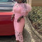 Women's White Three-Quarter Sleeve Long Occasion Dress - Free Delivery Worldwide only at Flexi Africa