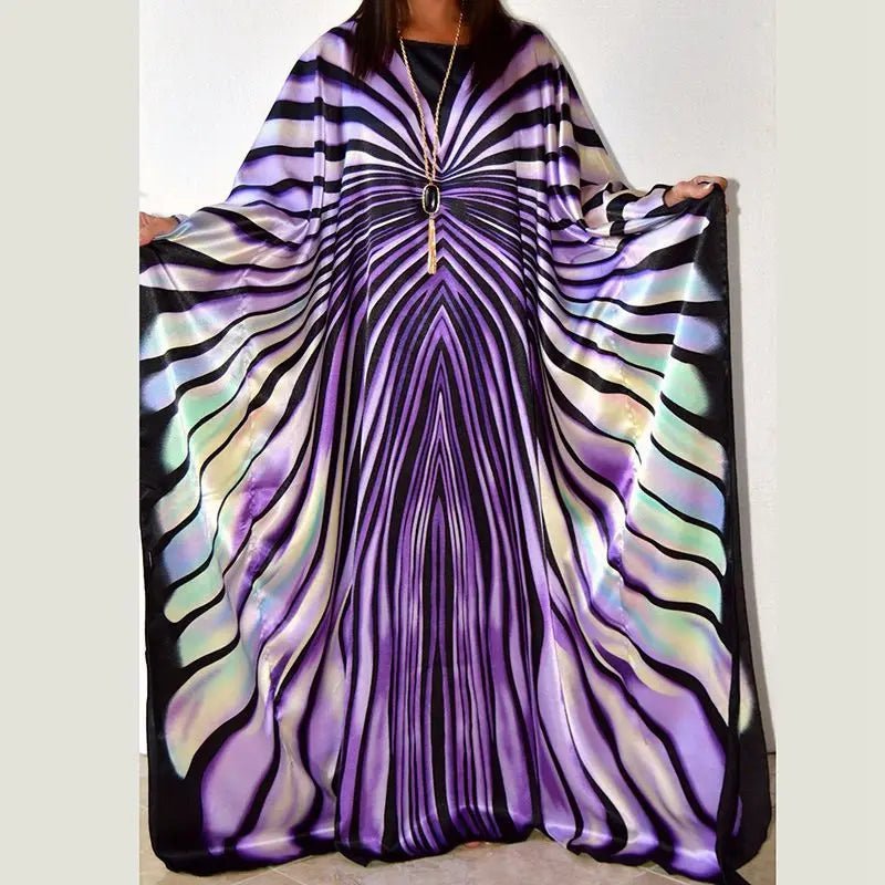 Zebra Stripe Print: Plus Size African Maxi Dress - Fashionably Chic Robe for Women - Flexi Africa - Free Delivery Worldwide