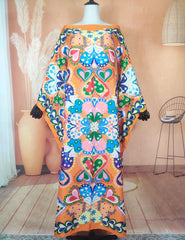 Oversized African Kaftan Dress for Women Elegant Bohemian Style Casual Wear - Flexi Africa - Flexi Africa offers Free Delivery Worldwide - Vibrant African traditional clothing showcasing bold prints and intricate designs