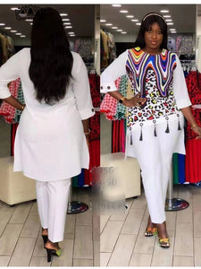 Dashiki African 2 Colors New Fashion Suit (Dress and Trousers) Suit African For Lady