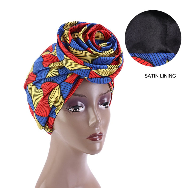 Floral Dashiki Stretch Bandana: Vibrant African Print Headwrap for Women's Party Turban and Hair Accessory Needs - Flexi Africa - Flexi Africa offers Free Delivery Worldwide - Vibrant African traditional clothing showcasing bold prints and intricate designs