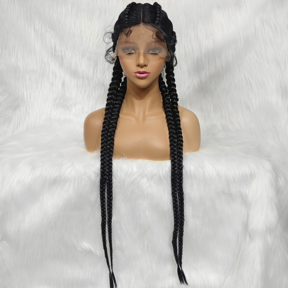 Synthetic Lace Wig Braided Wigs Natural Dark 37" Black Burgundy Wig For Black Women American African Wig - Flexi Africa - Flexi Africa offers Free Delivery Worldwide - Vibrant African traditional clothing showcasing bold prints and intricate designs