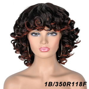 Short and Sassy: 14" Afro Curly Wig with Bangs for Black Women - Heat Resistant and Glueless