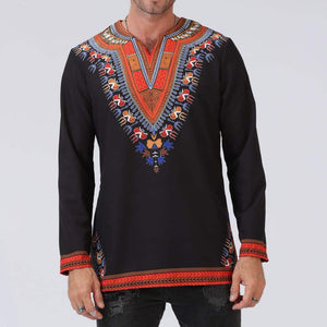 Step Up Your Style with our African Print Shirts for Men - White Polished Cotton Tops with Dashiki Design - Plus Size Long T-shirts in African Clothing Male Fashion