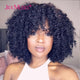 Thick & Curly: 200 Density Human Hair Wig with Bangs - Short Bob Afro Kinky Machine Made Wigs for Black Women