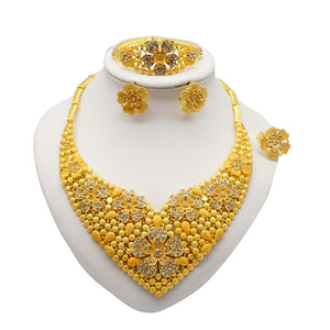 Only shop at Flexi Africa for Necklace Sets For Women Dubai African Gold Color Jewelry Set Bride Earrings Rings Indian Nigerian Wedding Jewelery Set Gift. We are a fashionable on-trend jewelry specialist. See our latest styles & curated range for every occasion. From earrings, necklaces, rings & more.