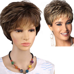 6" Length Amir Synthetic Brown Wig - Short Blonde Wigs with Natural Wave Haircut, Puffy Straight Hair - Flexi Africa - Flexi Africa offers Free Delivery Worldwide - Vibrant African traditional clothing showcasing bold prints and intricate designs