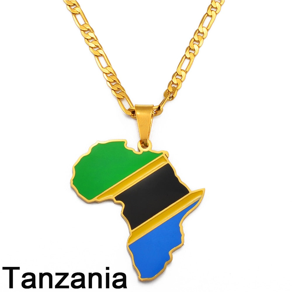 Showcase Your African Roots with Our Hip-hop Africa Map Pendant Necklace - Flexi Africa - Flexi Africa offers Free Delivery Worldwide - Vibrant African traditional clothing showcasing bold prints and intricate designs