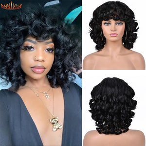 This versatile wig is perfect for daily wear, cosplay, or any special occasion. Whether you're looking for a bold new look or simply want to add some extra volume and texture to your natural hair, the Short and Sassy 14" Afro Curly Wig with Bangs for Black Women is the perfect solution.