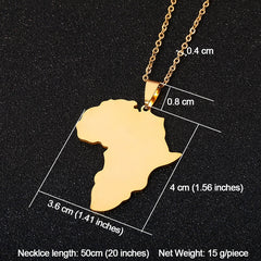 Fashion Selling African Map Pendant Necklaces Men Women Stainless Steel Gold Color Africa Map Jewelry Gift - Flexi Africa - Flexi Africa offers Free Delivery Worldwide - Vibrant African traditional clothing showcasing bold prints and intricate designs