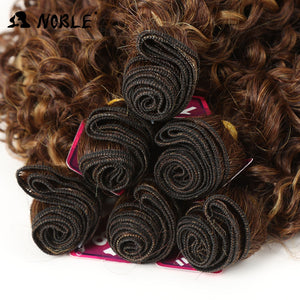 Crown & Glory: 7PC Noble Afro Kinky Curly Hair Bundles with Closure - 16-20" Synthetic Hair Weave with Lace for Black Women