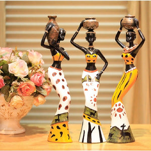 Embrace African Culture with the Resin Folk Art Love 3 African Girls Figurine - A Beautiful Home Decor Piece that Celebrates African Art and Unity