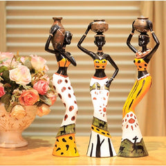 Resin Folk Art Love 3 African Girls Figurine - A Beautiful Home Decor Piece that Celebrates African Art and Unity - Flexi Africa - Flexi Africa offers Free Delivery Worldwide - Vibrant African traditional clothing showcasing bold prints and intricate designs