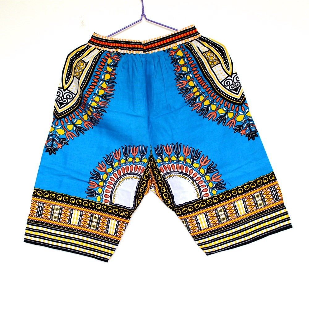 Colorful and Comfy: 100% Cotton African Dashiki Short Pants for Casual and Stylish Wear - Free Delivery Worldwide
