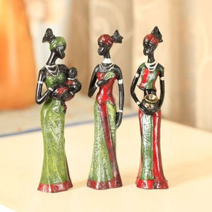 Embrace African Culture with the Resin Folk Art Love 3 African Girls Figurine - A Beautiful Home Decor Piece that Celebrates African Art and Unity