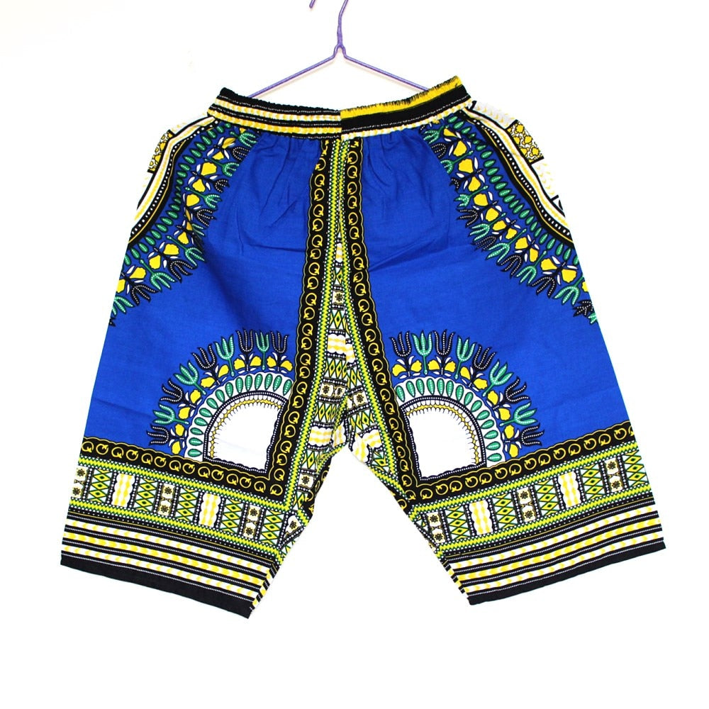 Colorful and Comfy: 100% Cotton African Dashiki Short Pants for Casual and Stylish Wear - Free Delivery Worldwide