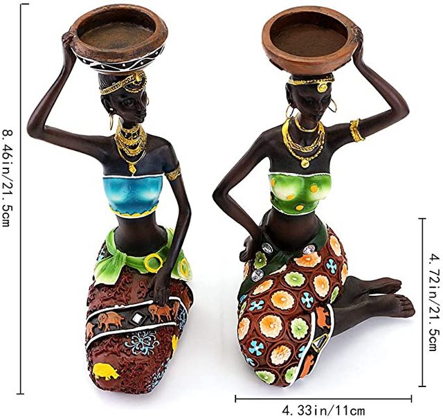 African Women Candle Holders Decoration - Flexi Africa - Flexi Africa offers Free Delivery Worldwide - Vibrant African traditional clothing showcasing bold prints and intricate designs