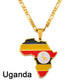 Showcase Your African Roots with Our Hip-hop Africa Map Pendant Necklace Featuring Ghana, Nigeria, Congo, Sudan, Somalia, Uganda, Zimbabwe, Zambia, and Liberia