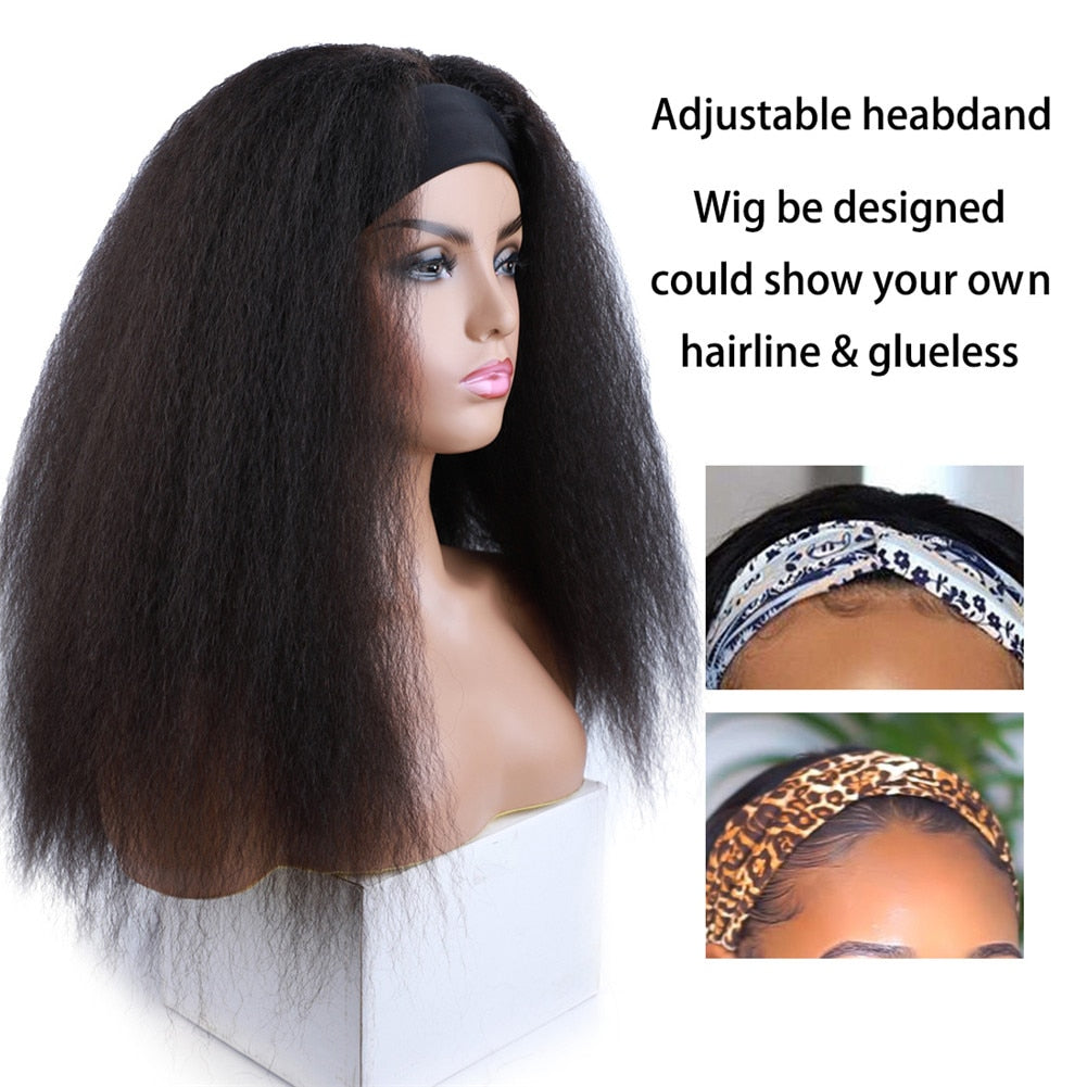 Effortless Elegance: Long Kinky Straight Synthetic Afro Wig - Flexi Africa - Flexi Africa offers Free Delivery Worldwide - Vibrant African traditional clothing showcasing bold prints and intricate designs