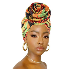 Floral Ankara Dashiki Stretch Bandana: Vibrant African Print Headwrap for Women's Party Turban and Hair Accessory Needs - Flexi Africa - Flexi Africa offers Free Delivery Worldwide - Vibrant African traditional clothing showcasing bold prints and intricate designs