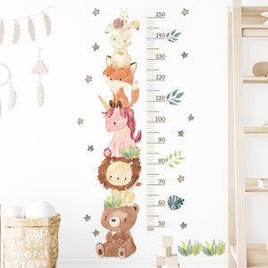 Adorable African Animal Wall Stickers for Kids' Room - Watercolor Cartoon Decals Featuring Elephants, Giraffes, Bears, and Foxes