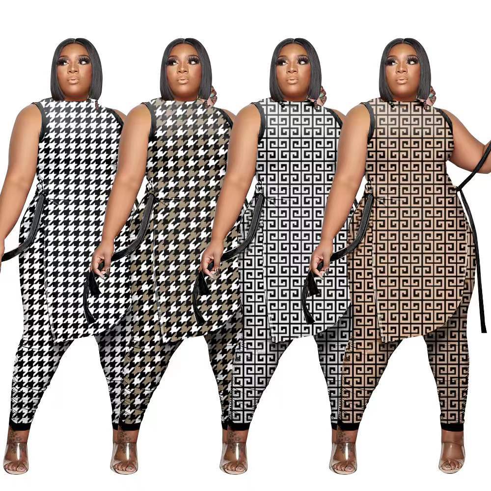 2PC Sleeveless Top and Pants Suit - Dashiki African Clothes for Women - Flexi Africa - Flexi Africa offers Free Delivery Worldwide - Vibrant African traditional clothing showcasing bold prints and intricate designs