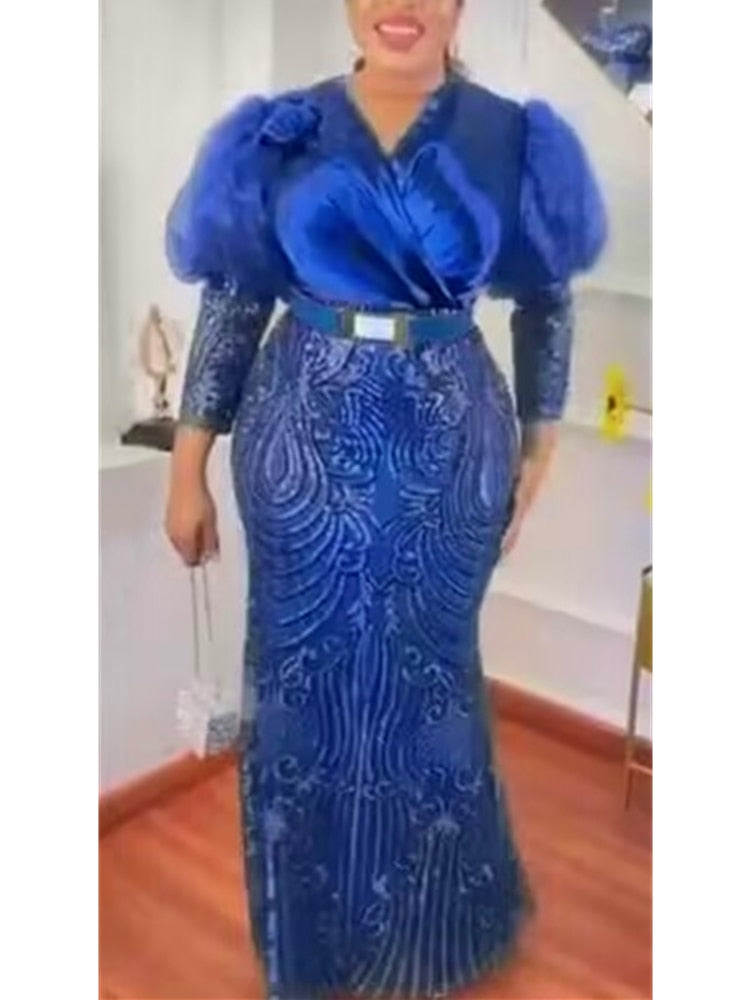 Plus Size African Party Long Dresses for Women, New Robe Africa Clothing Outfits - Flexi Africa - Flexi Africa offers Free Delivery Worldwide - Vibrant African traditional clothing showcasing bold prints and intricate designs