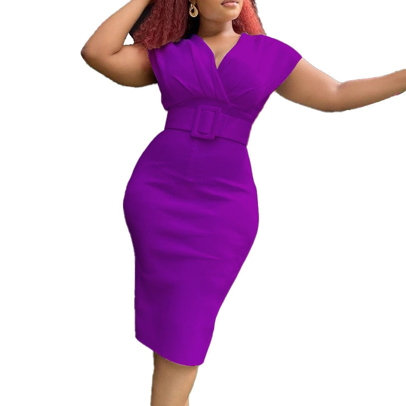 African Purple Dashiki Abaya Bandage Midi Dress Vintage Robe Gown for Sexy Lady Party Dress - Flexi Africa - Flexi Africa offers Free Delivery Worldwide - Vibrant African traditional clothing showcasing bold prints and intricate designs