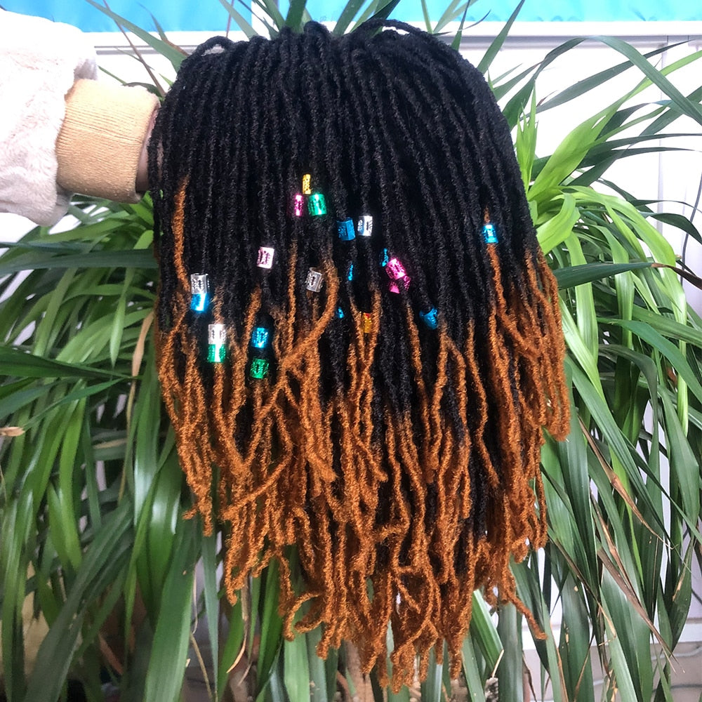 10" Braided Wigs Afro Bob Wig Synthetic Dreadlock Wigs Short Curly - Flexi Africa - Flexi Africa offers Free Delivery Worldwide - Vibrant African traditional clothing showcasing bold prints and intricate designs