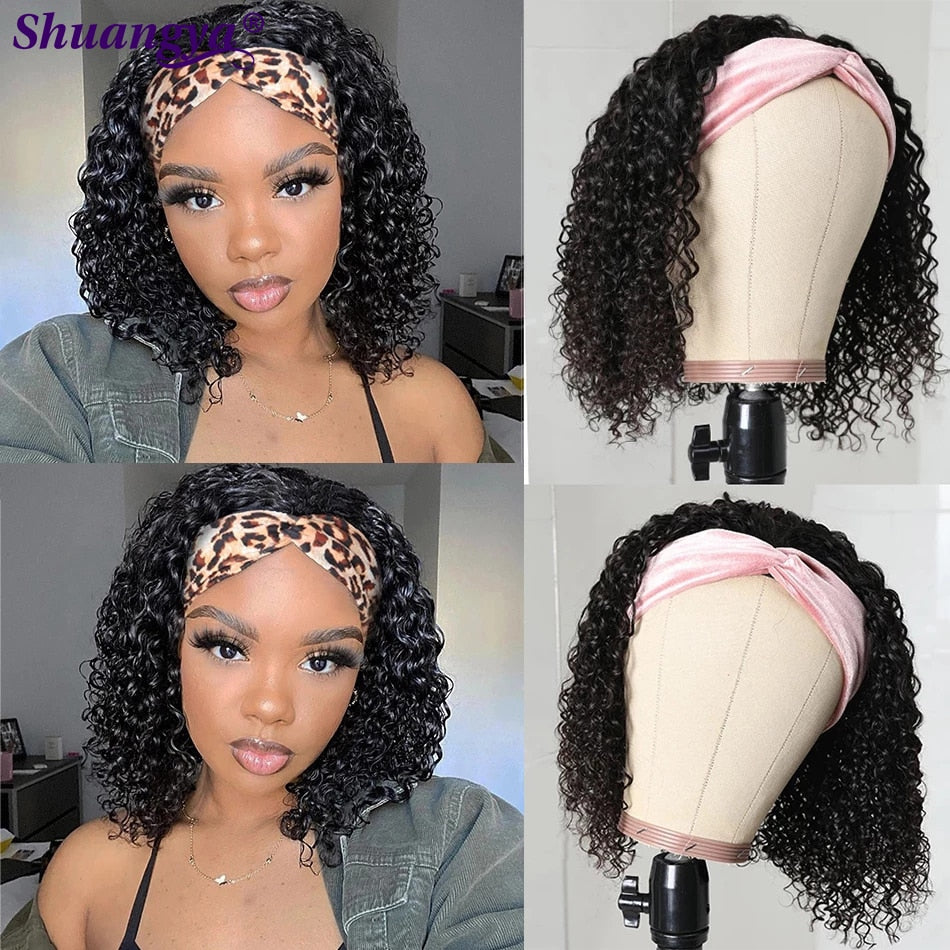100% Human Hair Afro Kinky Curly Headband Wig with 200 Density - Flexi Africa - Flexi Africa offers Free Delivery Worldwide - Vibrant African traditional clothing showcasing bold prints and intricate designs