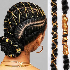 Gold Braids Braiding Hair Styling Thin Shimmer Stretchable Strings 5 Strands African Braid Braided Elastic Cord - Flexi Africa - Flexi Africa offers Free Delivery Worldwide - Vibrant African traditional clothing showcasing bold prints and intricate designs