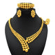 Introducing the Nigerian Gold Plated Wedding Jewelry Set - Complete African Chokers Necklace, Earrings, and Rings Fashion Bridal Jewellery Set for Women, Inspired by Dubai's Rich Culture and Traditions