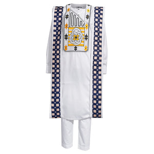 Only shop at Flexi Africa for 3PCS African Clothes for Men Traditional Rich Bazin Original Embroidery White Clothing Men Set Wedding Party Occasion International Shipping Worldwide Delivery Free Express 3PCS African Clothes for Men Traditional Rich Bazin Original Embroidery White Clothing Men Set Wedding Party Occasion.