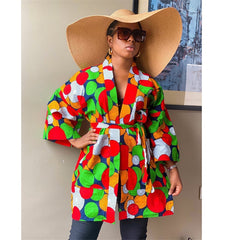 Exquisite African Dashiki Kimono Cardigan: Fashionable Floral Print Bazin Vestidos for Party - Flexi Africa - Flexi Africa offers Free Delivery Worldwide - Vibrant African traditional clothing showcasing bold prints and intricate designs