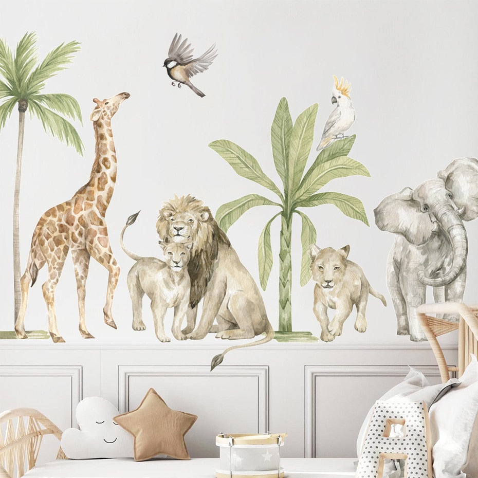 Boho Safari Adventure Watercolor Wall Sticker Set - Flexi Africa - Flexi Africa offers Free Delivery Worldwide - Vibrant African traditional clothing showcasing bold prints and intricate designs