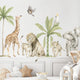 Boho Safari Adventure Watercolor Wall Sticker Set - Large African Lion, Giraffe, and Wild Animals with Tropical Trees - Perfect for Nursery, Kids Boys Room, and Home Decor